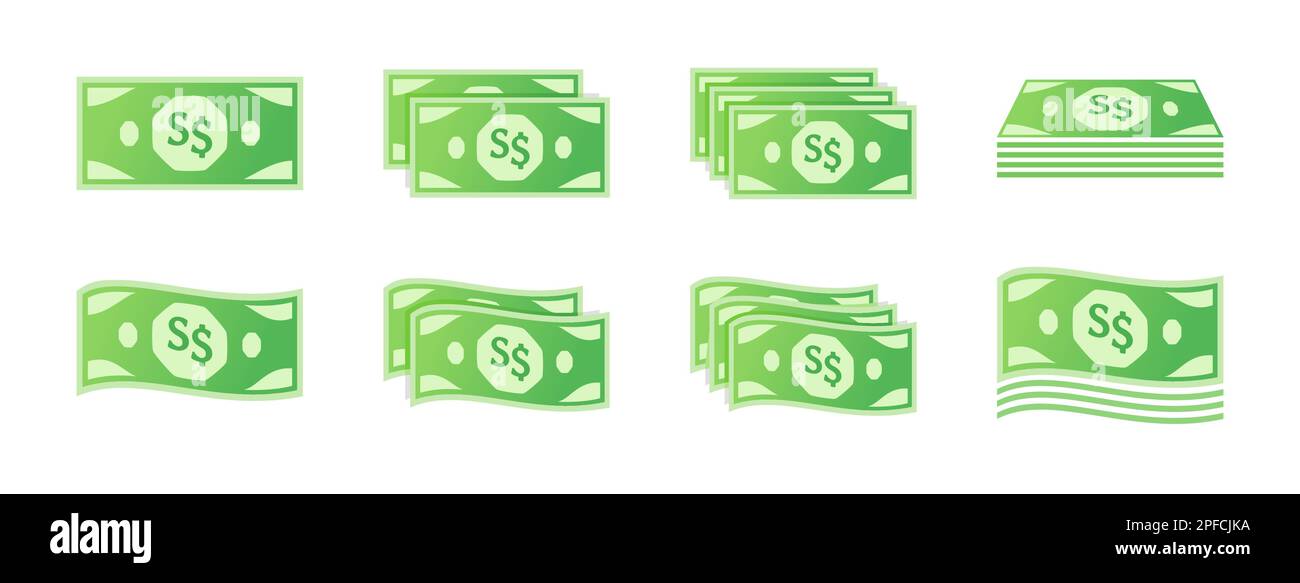Set icone banconota da dollaro di Singapore Illustrazione Vettoriale