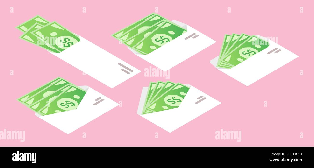 Singapore Dollaro denaro in busta Isometrica icona Illustrazione Vettoriale