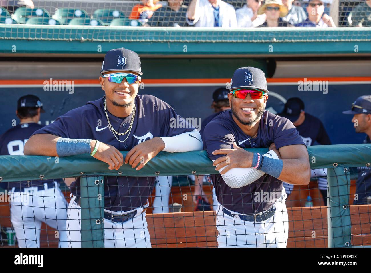 16 MARZO 2023, Lakeland FL USA; durante una partita di allenamento primaverile della MLB al Publix Field al Joker Marchant Stadium. I Fillies battono le Tigri 10-1. (Ki Foto Stock