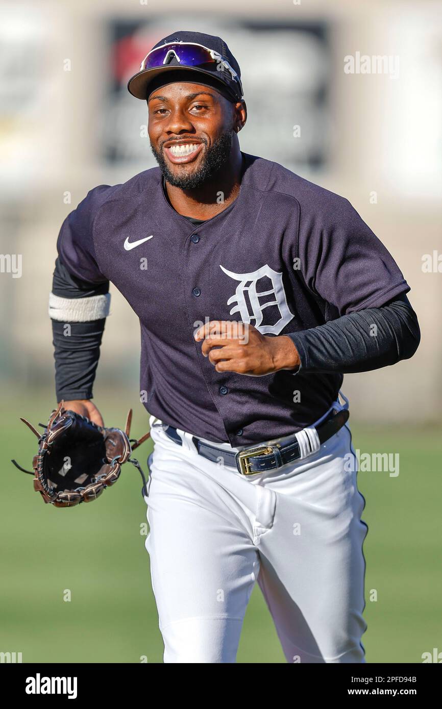 16 MARZO 2023, Lakeland FL USA; durante una partita di allenamento primaverile della MLB al Publix Field al Joker Marchant Stadium. I Fillies battono le Tigri 10-1. (Ki Foto Stock