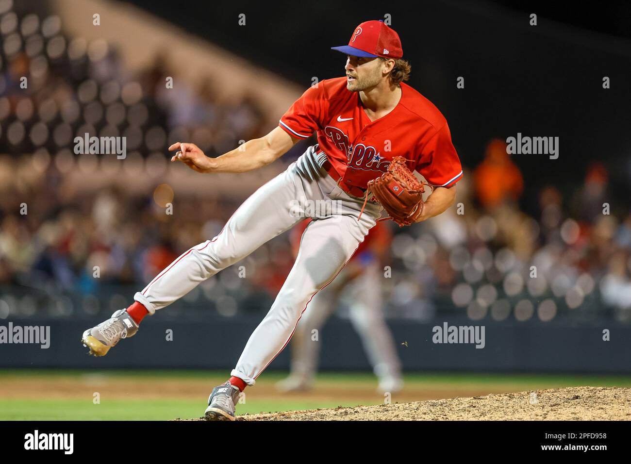 16 MARZO 2023, Lakeland FL USA; durante una partita di allenamento primaverile della MLB al Publix Field al Joker Marchant Stadium. I Fillies battono le Tigri 10-1. (Ki Foto Stock