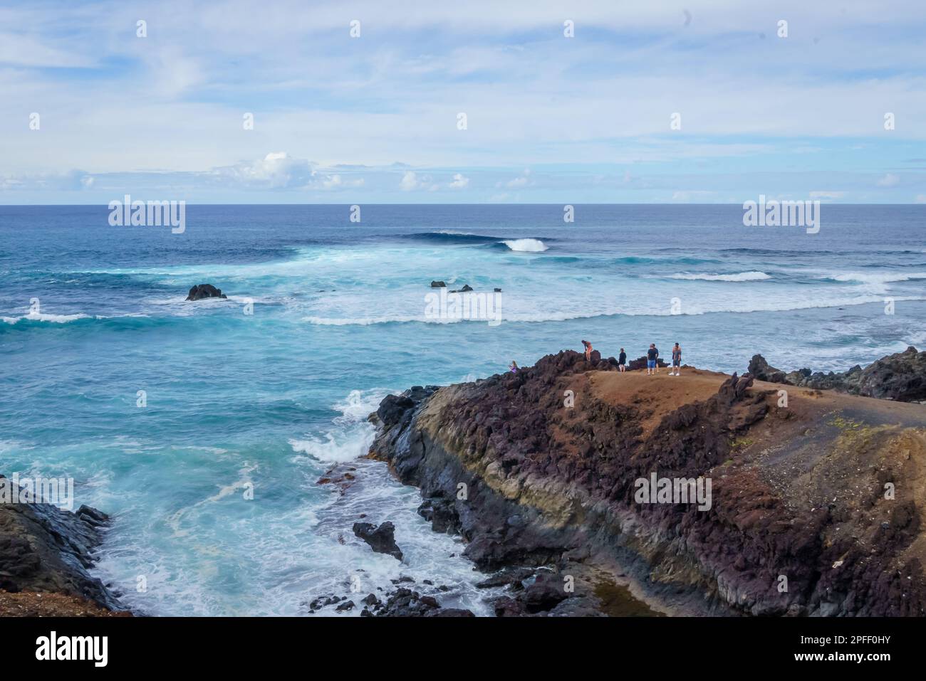 Paesaggio della costa vulcanica del Golfo. Lanzarote. Isole Baleari. Spagna Foto Stock