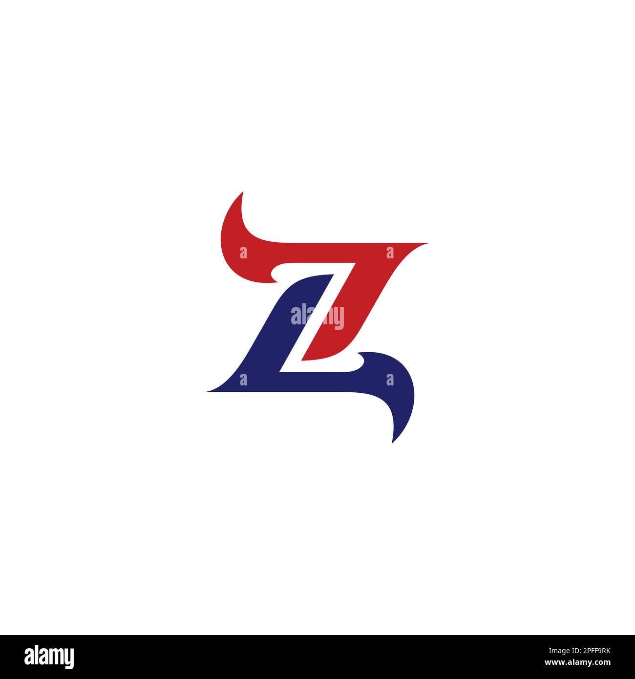 Lettera iniziale astratta Logo Z di colore rosso e blu. Icona con il logo Z Illustrazione Vettoriale