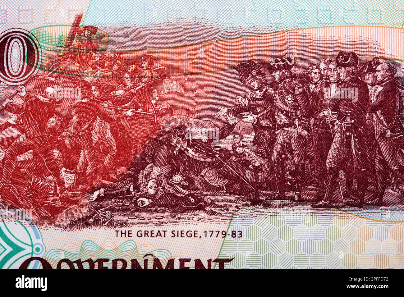 Grande assedio di Gibilterra dal denaro - Gibilterra sterlina Foto Stock