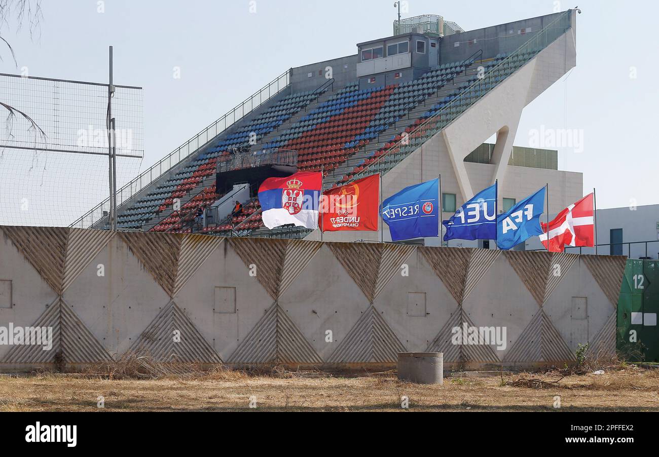 Ness Ziona, Israele. 26th maggio, 2022. Ness Ziona, Israele, 26th 2022 maggio: Azione durante la partita di calcio del Campionato UEFA U17 tra Danimarca e Serbia allo Stadio Nes Tzona di Ness Ziona, Israele. (Alain Schieber/SPP) Credit: SPP Sport Press Photo. /Alamy Live News Foto Stock