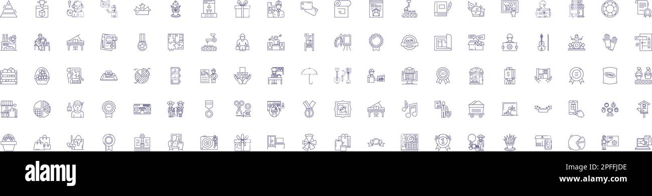 Set di simboli delle icone della linea di produzione snella. Collezione di design di Six Sigma, Lean, Kaizen, JIT, TPS, Kanban, 5S, Visual Management Outline Concept Vector Illustrazione Vettoriale