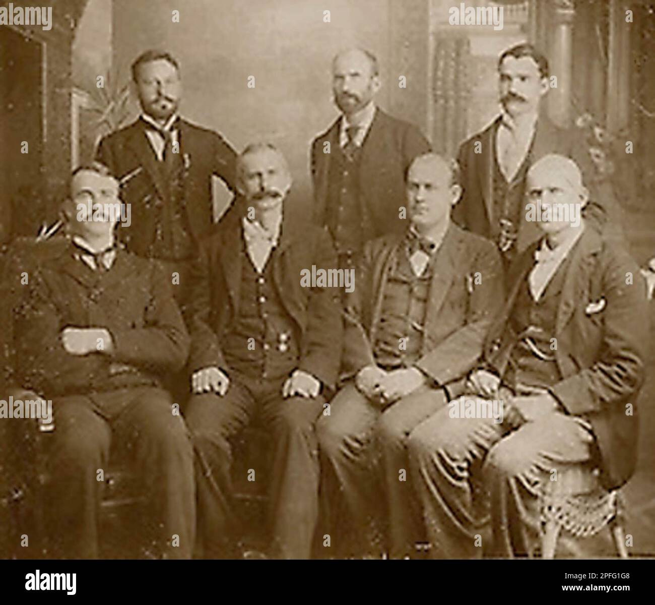 Sette degli otto ufficiali dell'American Railway Union sono stati incarcerati Foto Stock