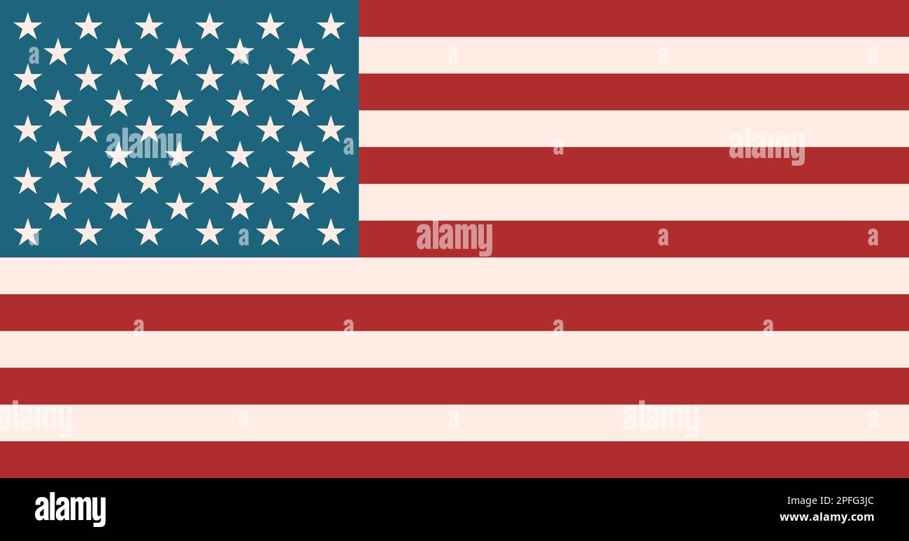 Bandiera americana in colori vintage. Dimensioni e proporzioni precise. Bandiera nazionale degli Stati Uniti con 50 stelle e 13 strisce. Simbolo di patriottismo o vettore di segno Illustrazione Vettoriale