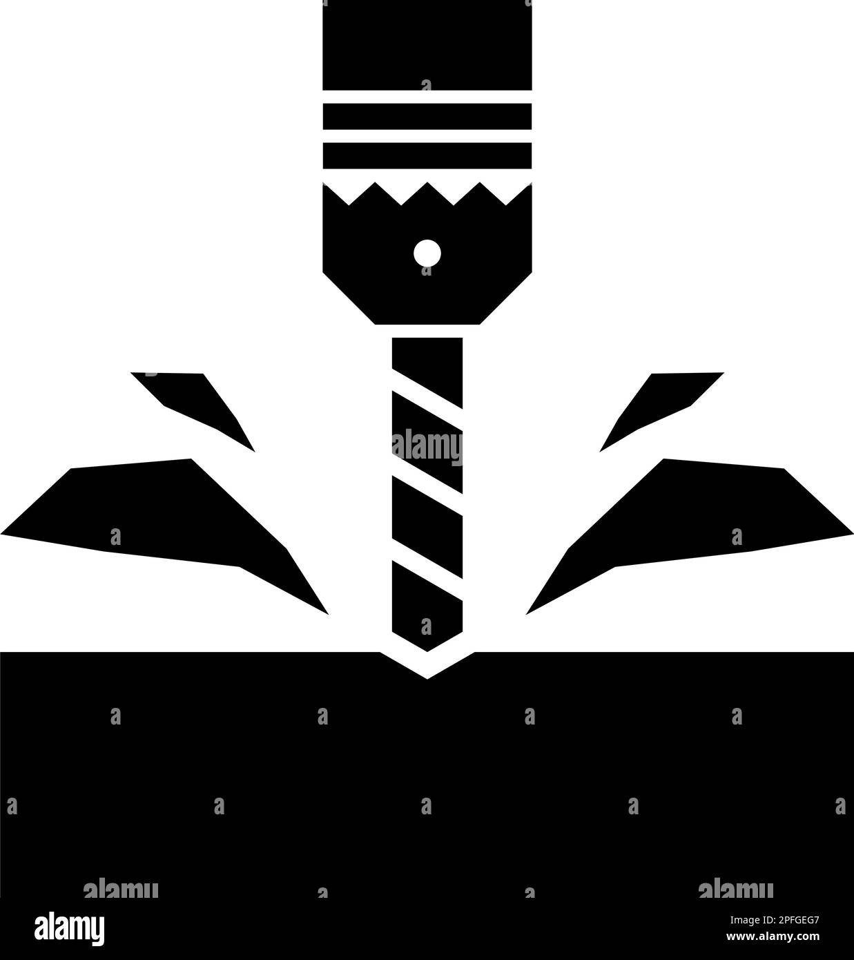 Trapano con cartuccia materiale lavorazione trucioli punta fissa utilizzare icona colore nero vettore illustrazione immagine piatto stile semplice Illustrazione Vettoriale