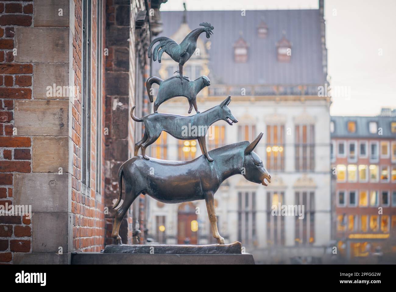 Musicisti di città di Brema scultura - Brema, Germania Foto Stock