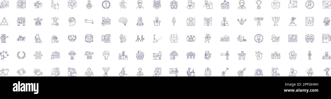 Set di simboli icone della linea di sviluppo abilità. Progettare una raccolta di training, coaching, apprendimento, Mentoring, miglioramento, Raffinazione, miglioramento, rafforzamento Illustrazione Vettoriale