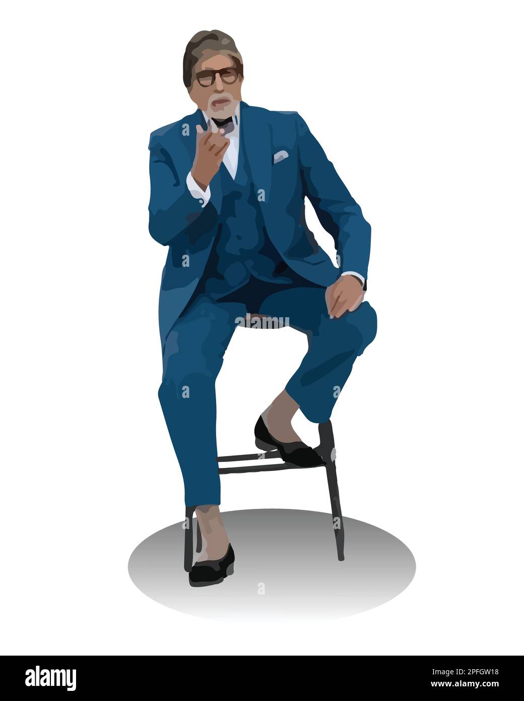 Amitabh Bachchan un attore indiano, produttore di film, ospite della televisione, riproduzione occasionale cantante Vector Illustration image Illustrazione Vettoriale
