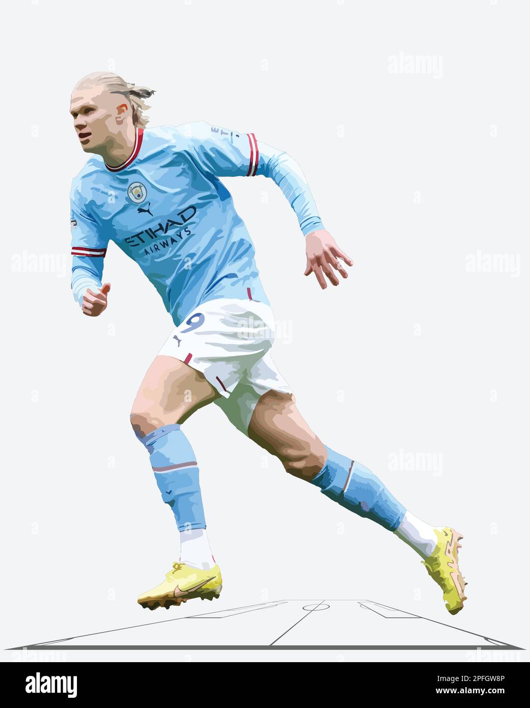 Immagine vettoriale del giocatore di calcio norvegese Erling Haaland Illustrazione Vettoriale