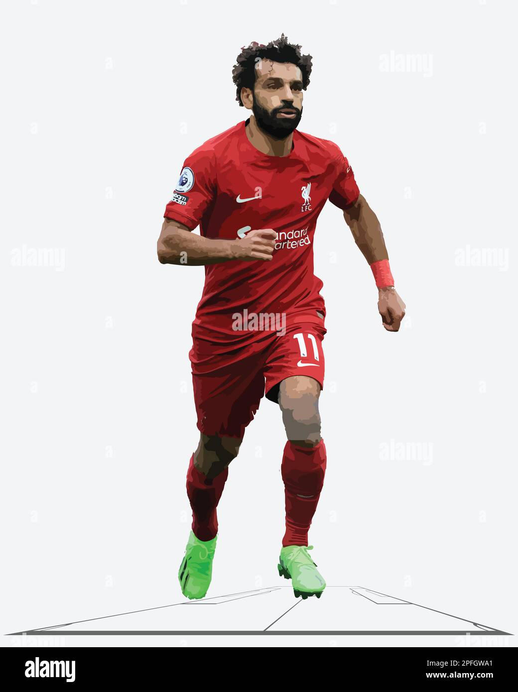 Mohamed Salah giocatore di calcio egiziano Vector Illustrazione immagine Illustrazione Vettoriale