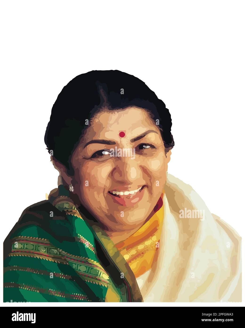 Lata Mangeshkar cantante indiano riproduzione Vector Illustration image Illustrazione Vettoriale