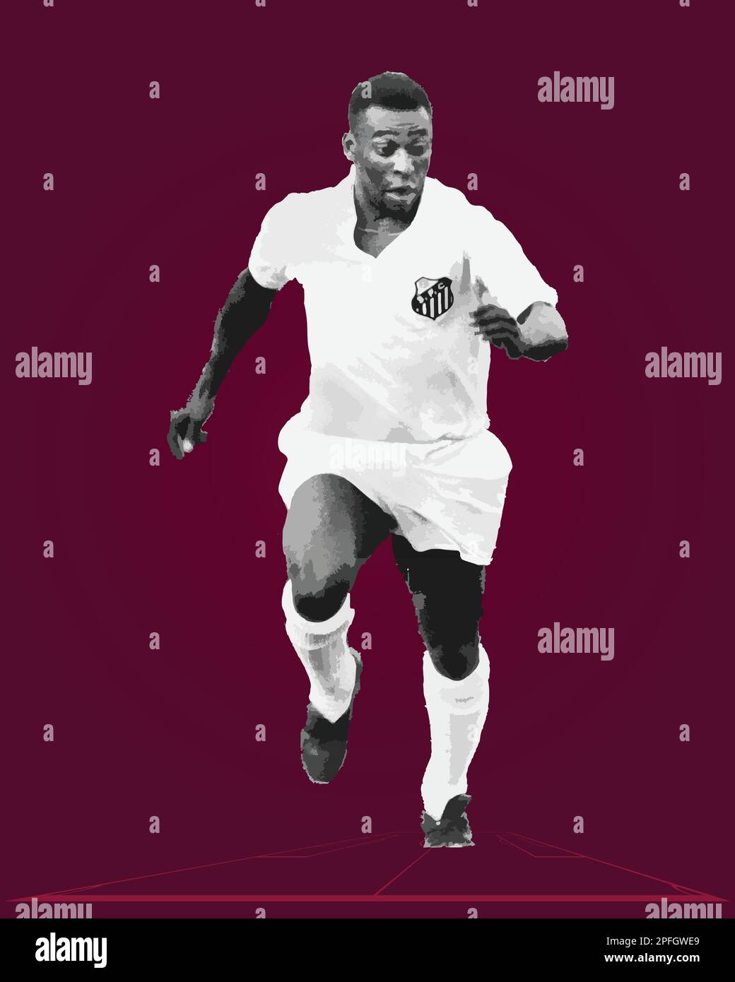 Pele (Edson Arantes do Nascimento) giocatore brasiliano di calcio (calcio) Vector Illustration image Illustrazione Vettoriale