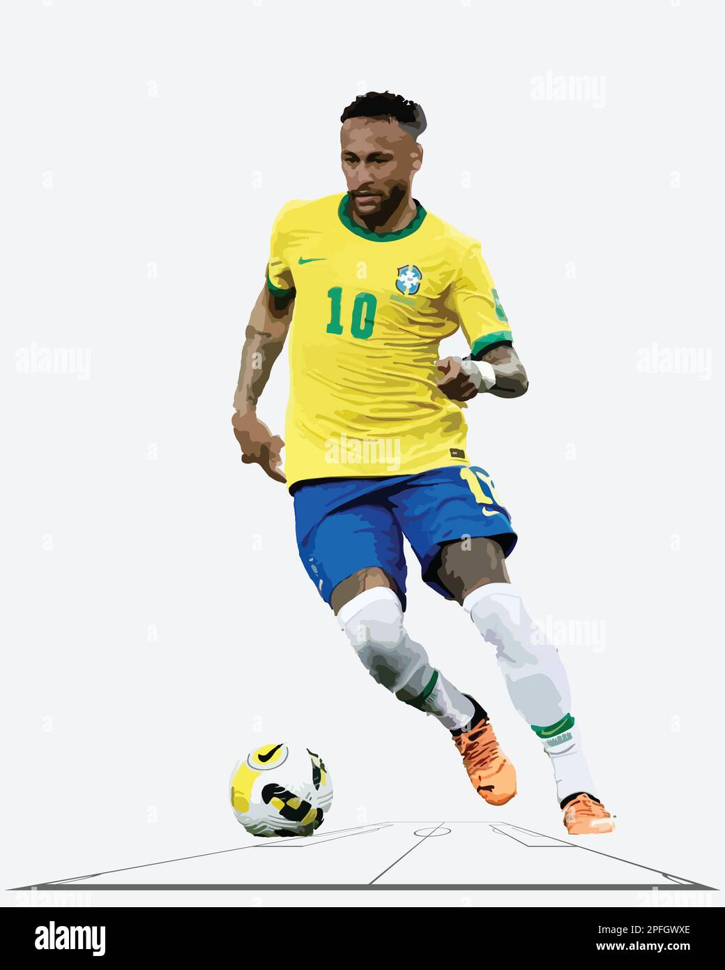 Neymar Jr giocatore di calcio professionista brasiliano immagine vettoriale Illustrazione Vettoriale
