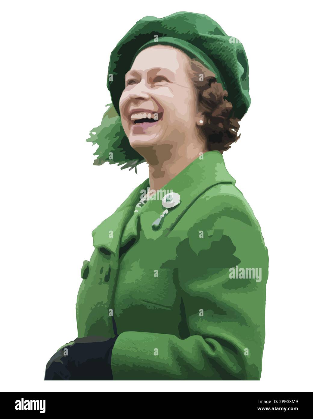 Queen Elizabeth II sorride Vector Illustration Abstract image Illustrazione Vettoriale