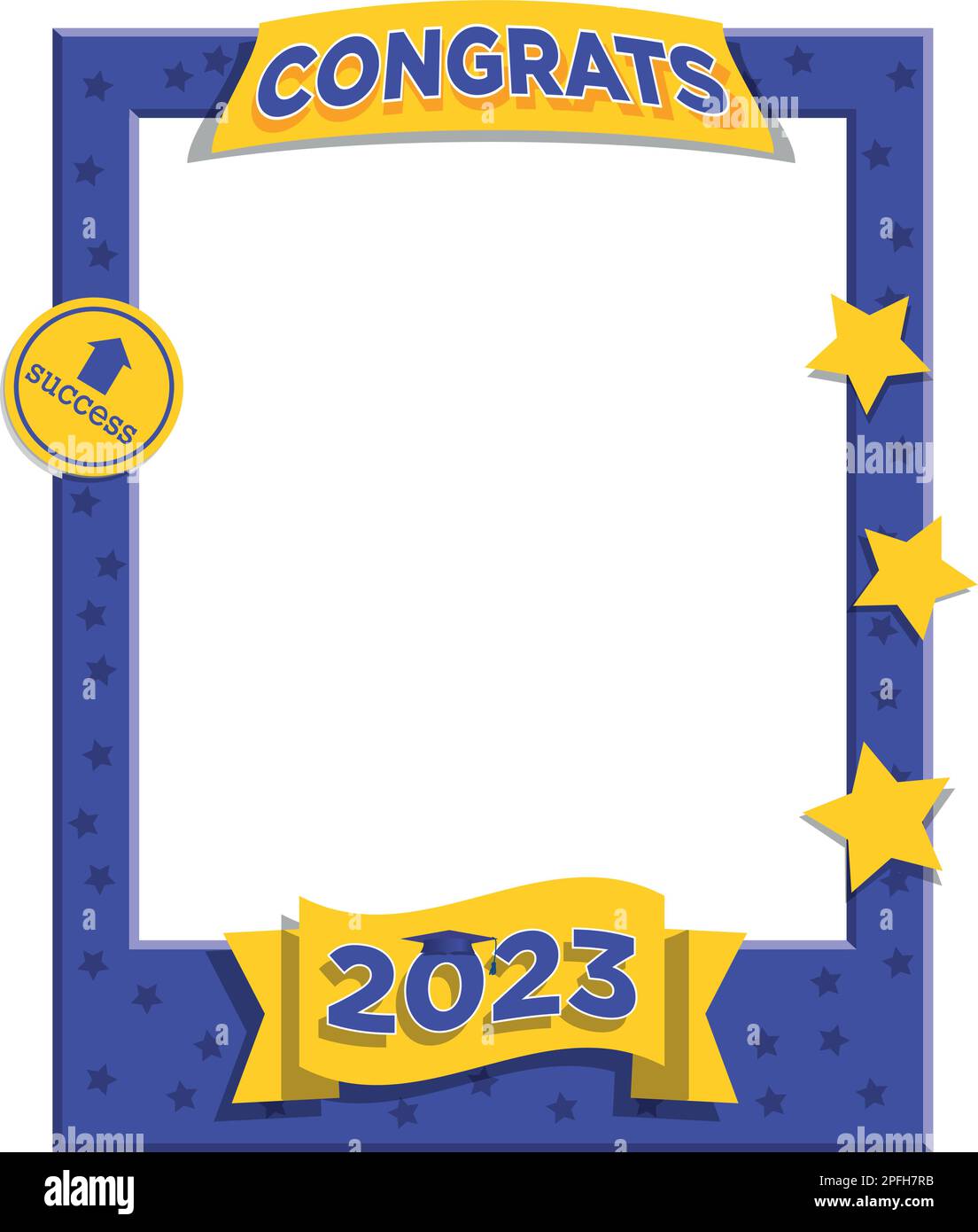 Illustrazione vettoriale della cornice per selfie foto colore viola per laureati 2023. Concetto PhotoBooth Illustrazione Vettoriale