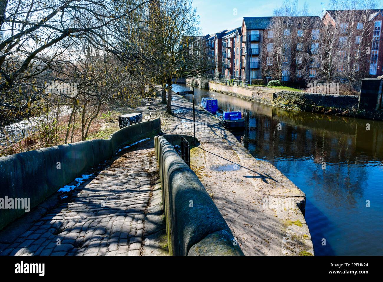 Portland Basin in corrispondenza della giunzione di Ashton e Peak Forest canali. Ashton-under-Lyne, Tameside, Manchester, Inghilterra, Regno Unito Foto Stock