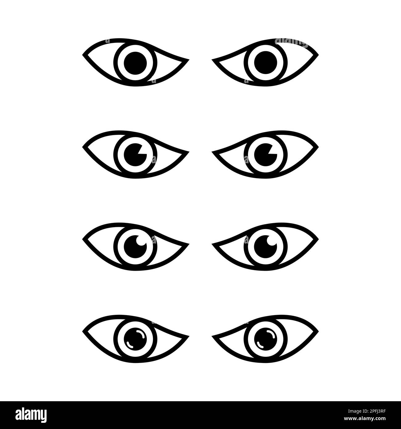 Arrabbiato, pazzo occhi raccolta . Icona vettoriale facilmente modificabile in bianco e nero. Illustrazione Vettoriale