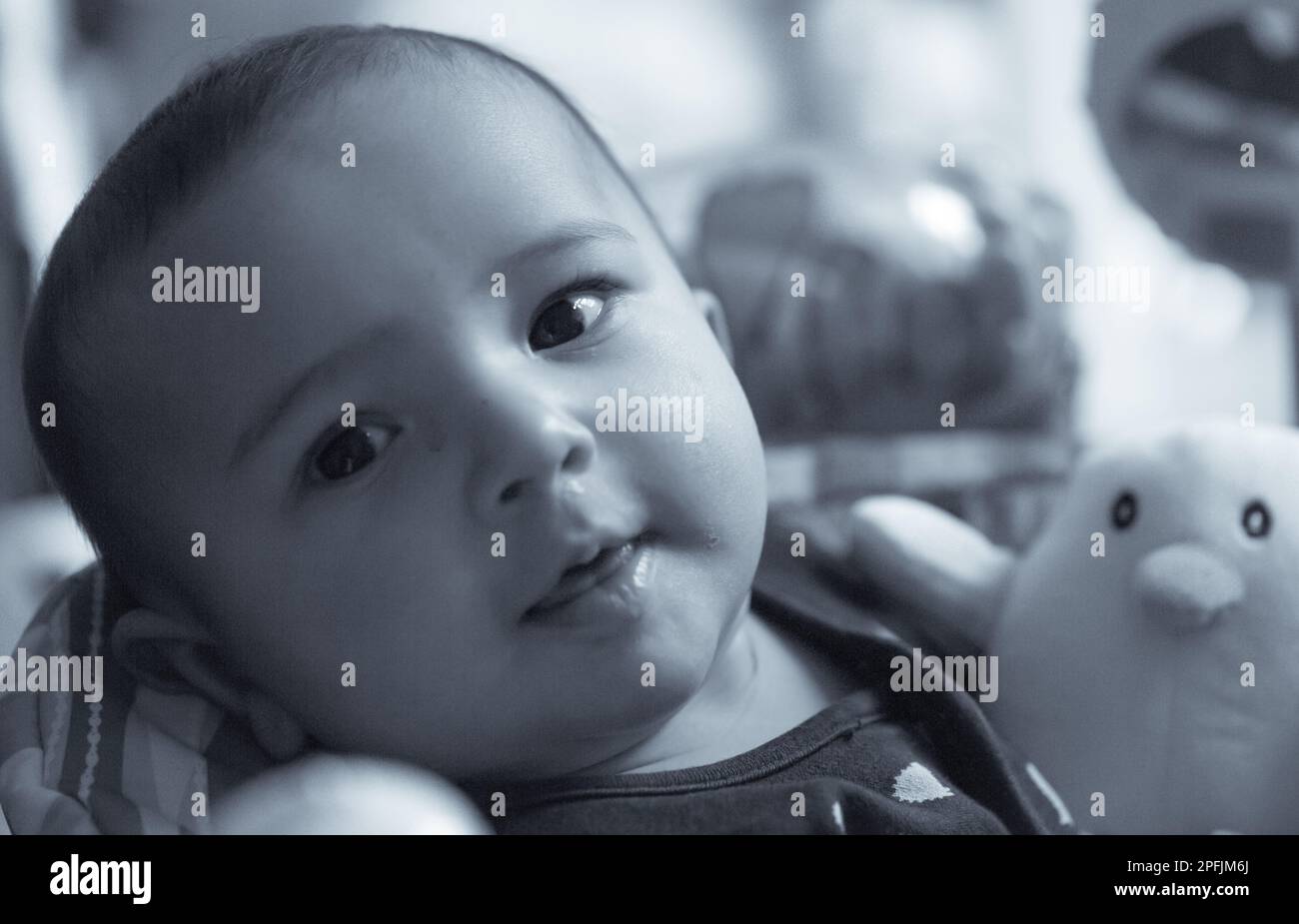 Ritratto di un bambino di quattro mesi. Foto Stock