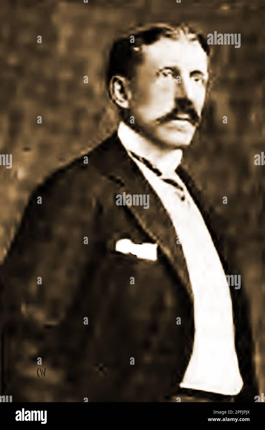 Un ritratto di fine 19th ° secolo della stampa del barone Ludovic Moncheur Belga Minster negli Stati Uniti. Barone Ludovico Alfred Joseph Ghislain Moncheur, (1857--1940). Ha anche ricoperto la carica di Ambasciatore del Belgio nel Regno Unito Foto Stock