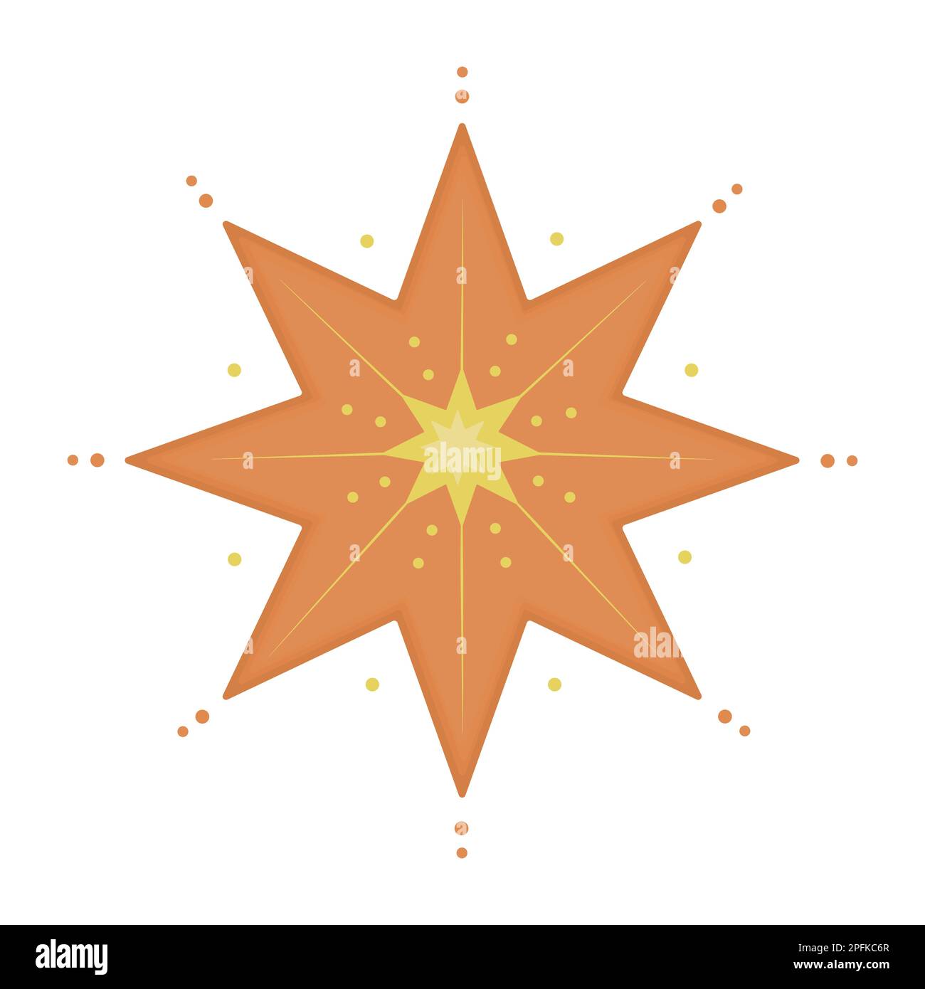 Stelle decorate graziosamente, colori arancione e giallo Illustrazione Vettoriale