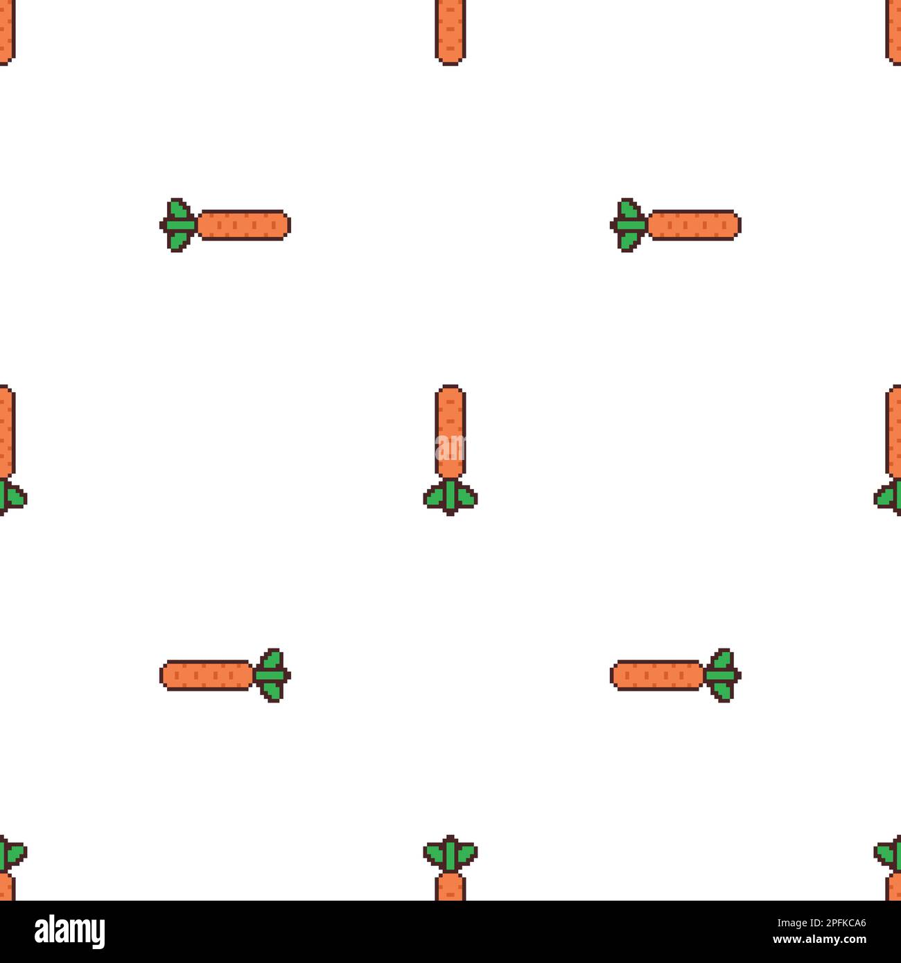 Carota disegno pixel senza cuciture. texture pixel a 8 bit. Ornamento vegetale Illustrazione Vettoriale