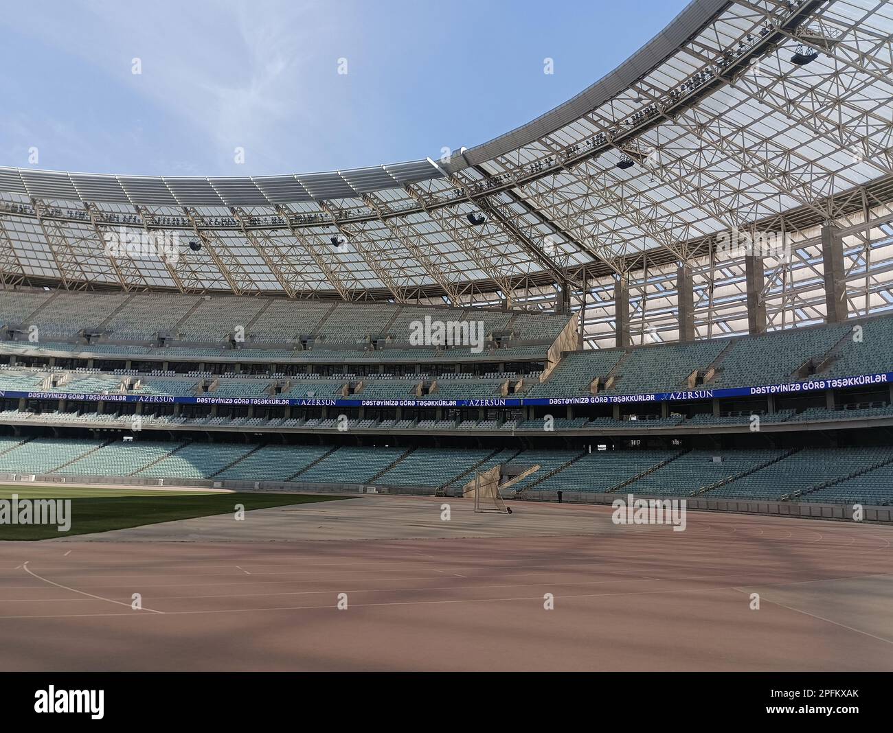 All'interno di uno stadio olimpico vuoto, Baku, Azerbaigian Foto Stock