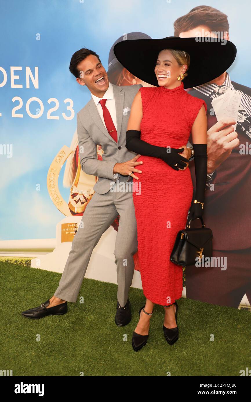 Sydney, Australia. 18th marzo 2023. Longines Golden Slipper Day a Rosehill Gardens. Nella foto: Jimmy Nicholson e Holly Kingston. Credit: Richard Milnes/Alamy Live News Foto Stock