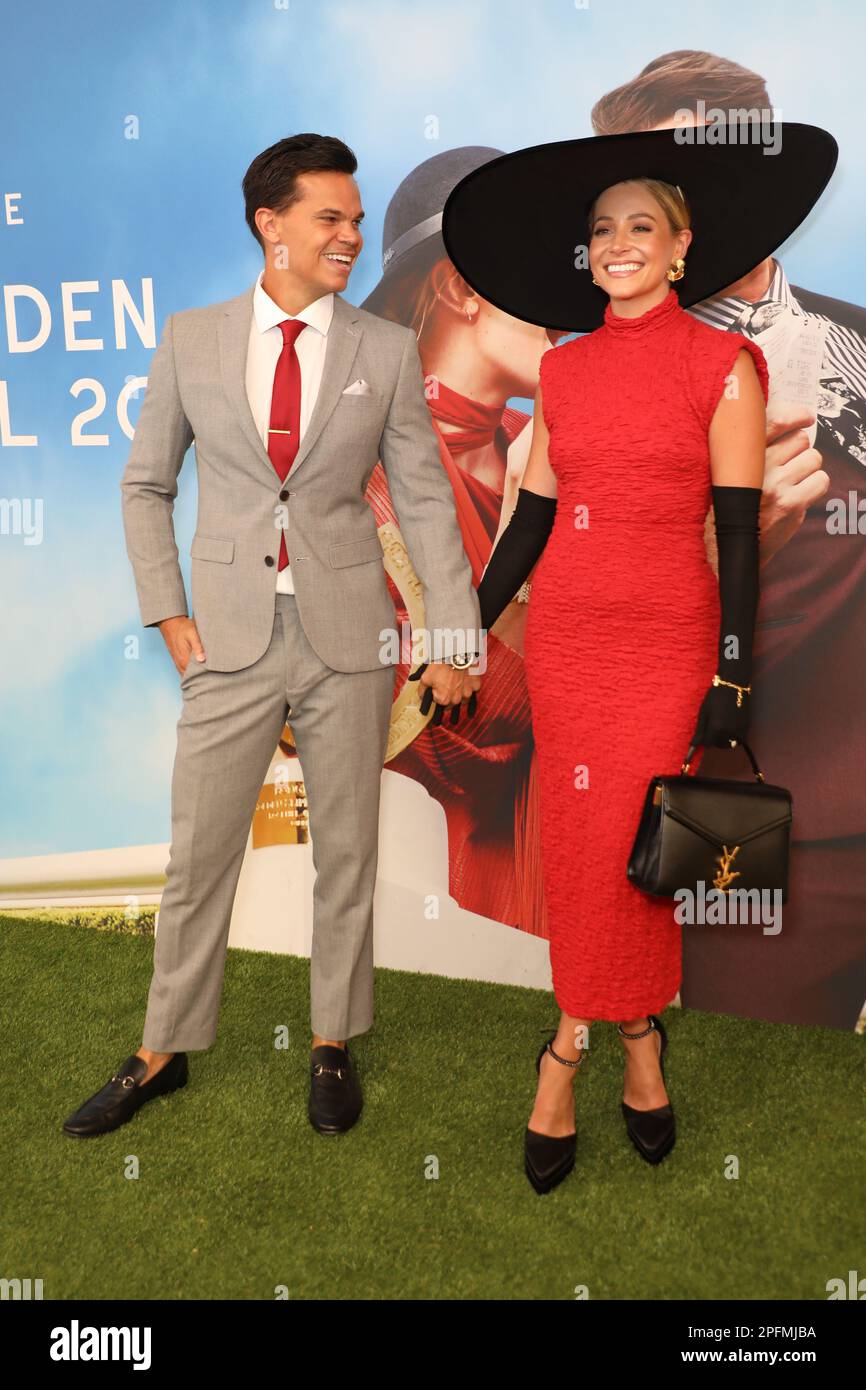 Sydney, Australia. 18th marzo 2023. Longines Golden Slipper Day a Rosehill Gardens. Nella foto: Jimmy Nicholson e Holly Kingston. Credit: Richard Milnes/Alamy Live News Foto Stock