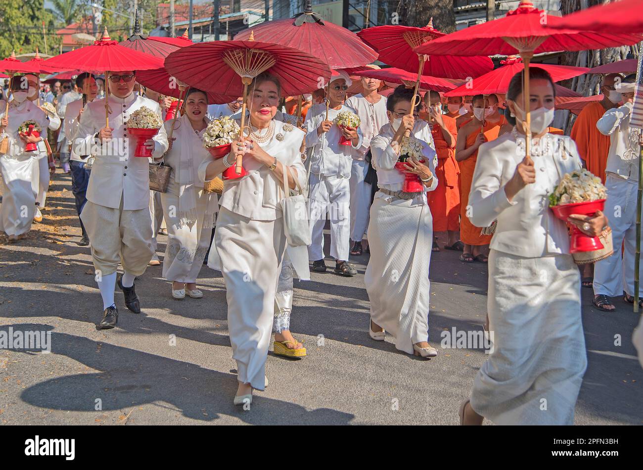 Processione funebre da Wat Phra Singh, Chiang mai Thailandia Foto Stock