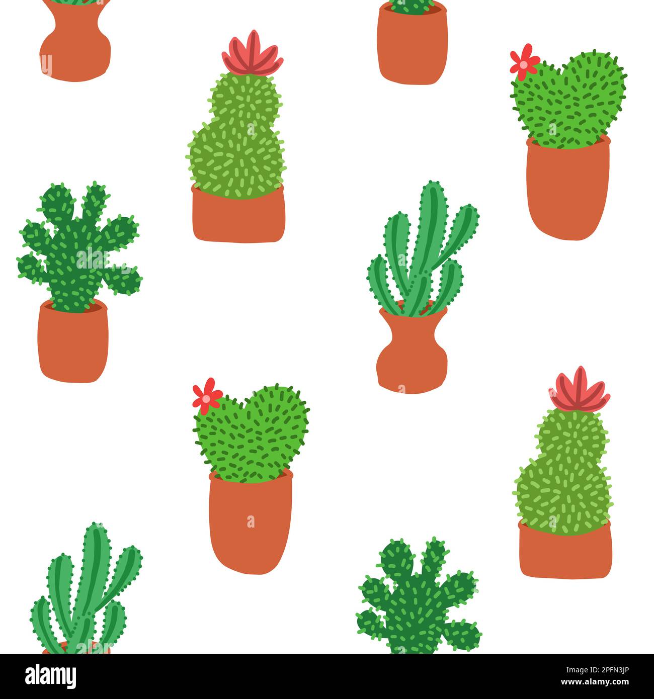 Modello esotico disegnato a mano con cactus. La stampa colorata è ideale per i tessuti. Piante botaniche. Carta da parati in tessuto da regalo. Illustrazione vettoriale in ca Illustrazione Vettoriale