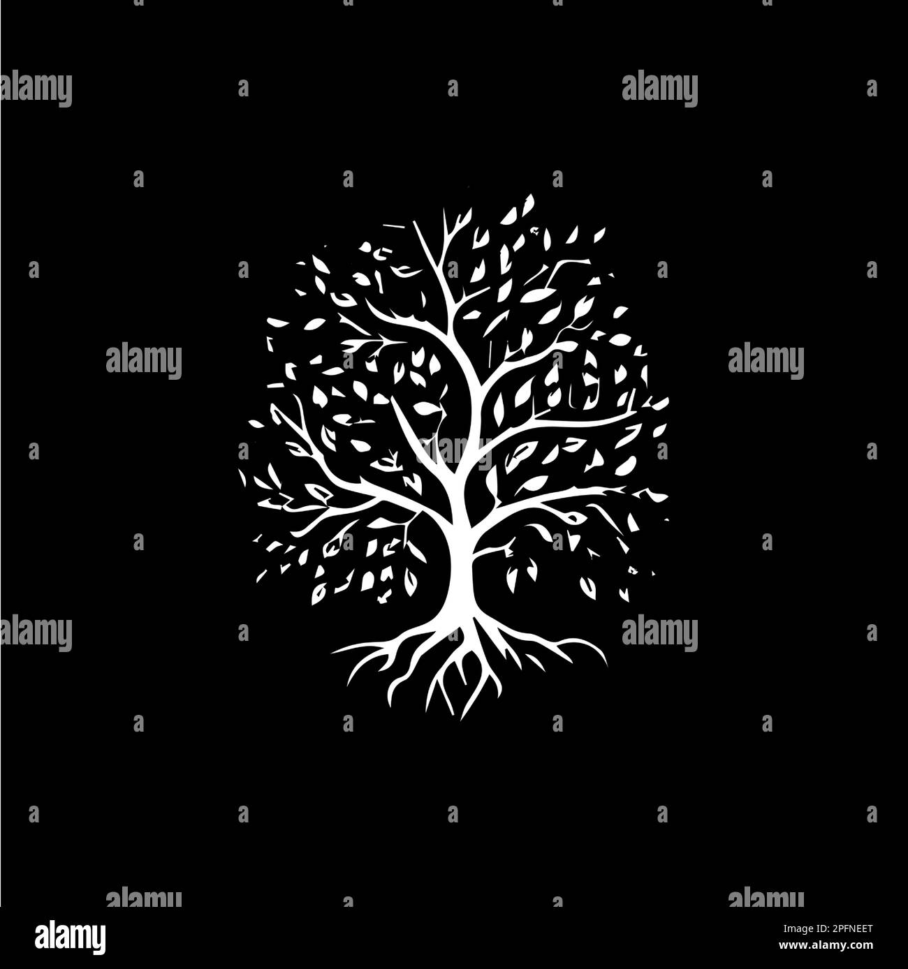 Albero con le foglie icona silhouette, simbolo della conoscenza, istruzione segno astratto, concetto logo lumberjack, logotipo di Falegnameria, stampa t-shirt, simbolo di vita Illustrazione Vettoriale