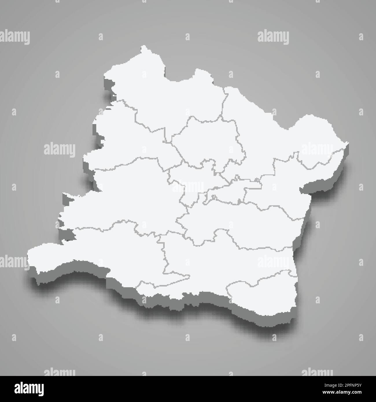 3D mappa isometrica di Varna è una provincia della Bulgaria isolata con ombra Illustrazione Vettoriale