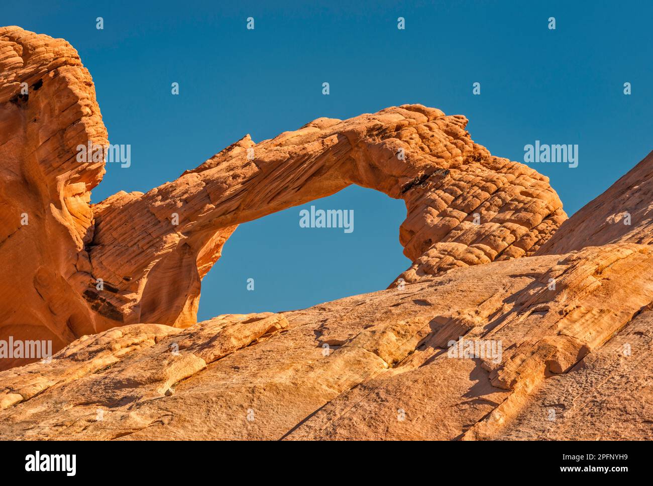 Arch Rock, Scenic Loop Road, Valley of Fire state Park, Nevada, USA Foto Stock