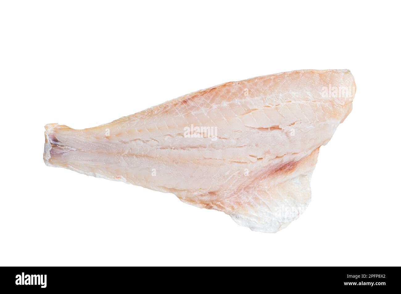 Filetto di persico rosso crudo, carne di pesce rosso. Isolato su sfondo bianco Foto Stock