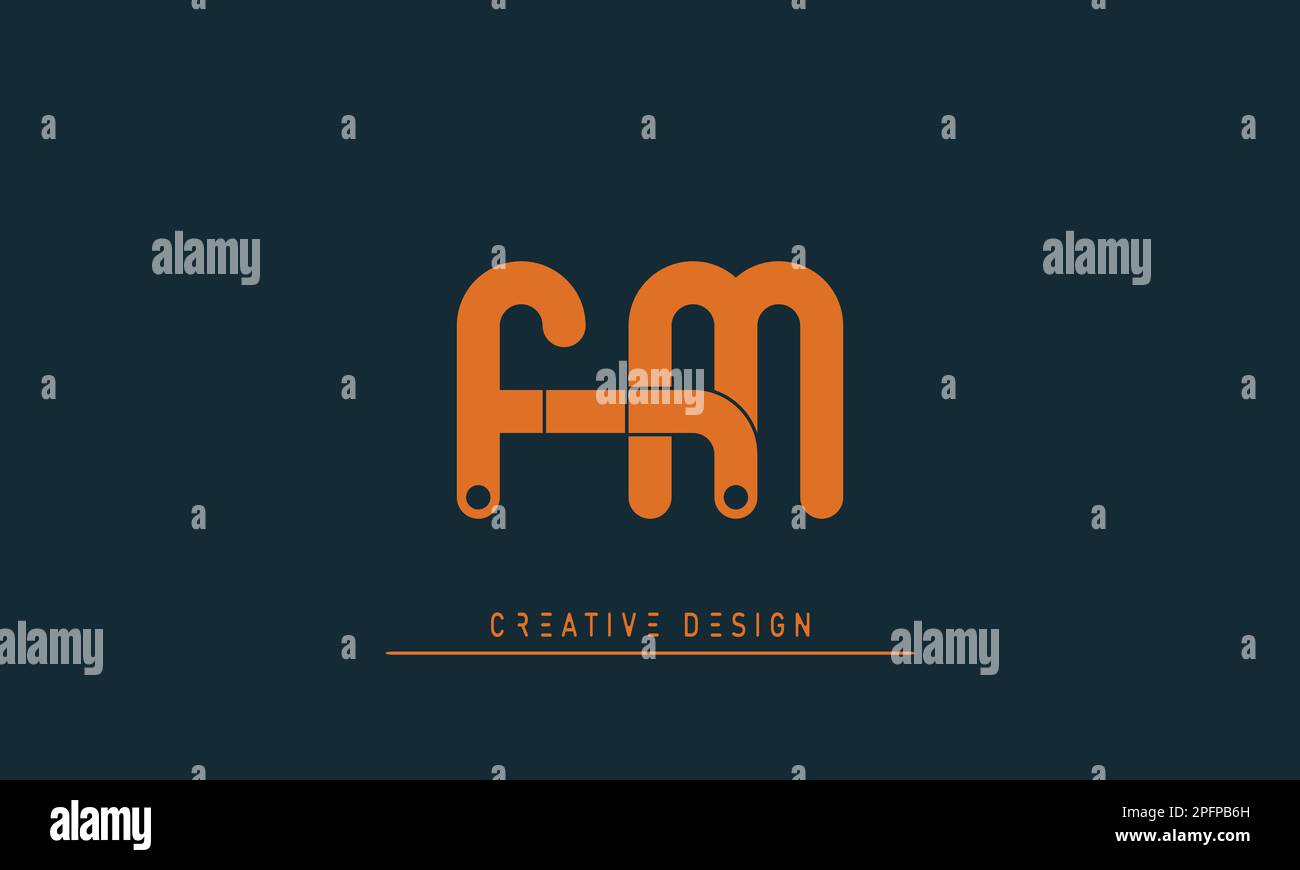 Lettere alfabetiche iniziali logo monogramma FM , MF Illustrazione Vettoriale