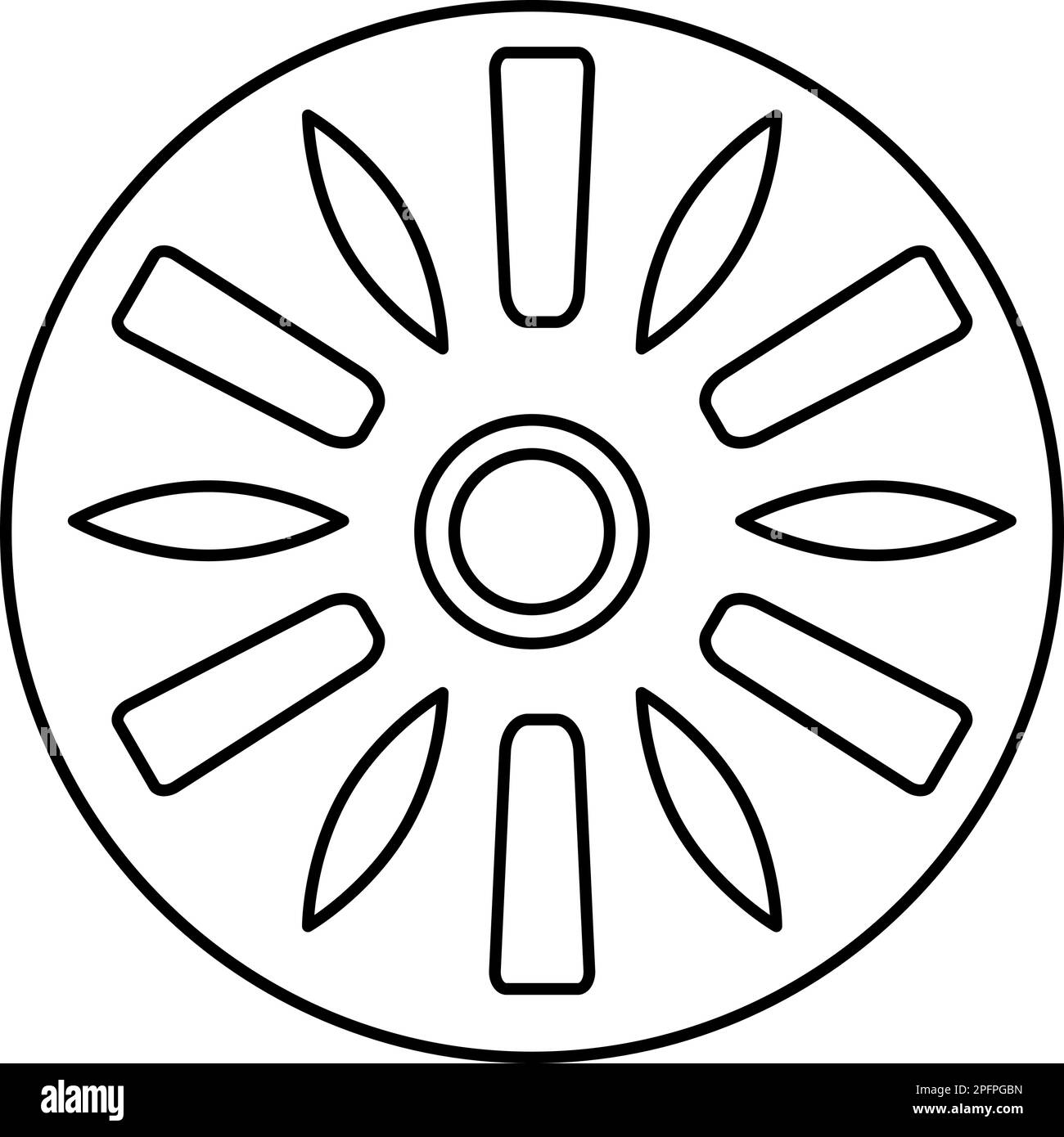 Tamburo industria cerchio contorno rotondo linea icona nero colore vettore illustrazione immagine sottile piatto stile semplice Illustrazione Vettoriale