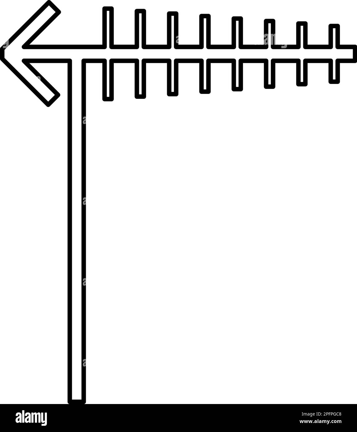 Antenna TV antenne televisive broadcast concetto di telecomunicazione contorno linea icona nero colore vettore illustrazione immagine sottile stile piatto Illustrazione Vettoriale