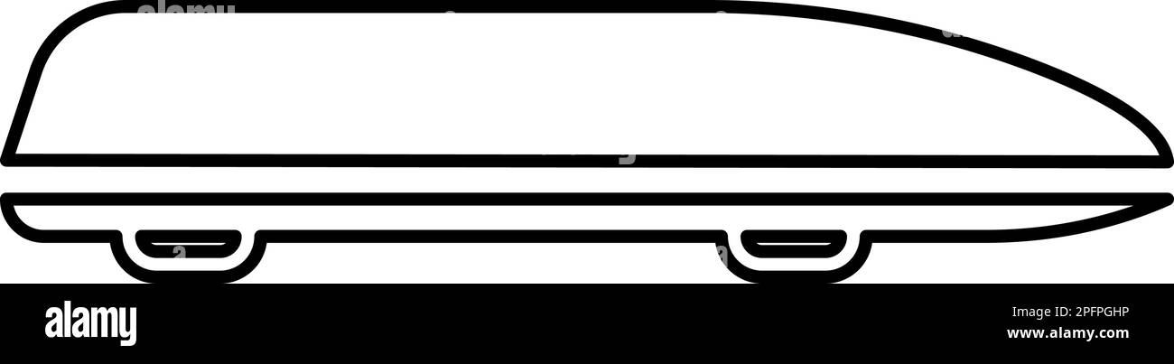 Car box auto portapacchi carico bagagliaio tetto contorno linea contorno icona colore nero vettore illustrazione immagine sottile piatto stile semplice Illustrazione Vettoriale