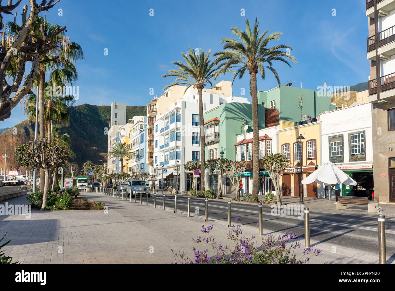 Avenida Marítima, Santa Cruz de la Palma, la Palma, Isole Canarie, Regno di Spagna Foto Stock