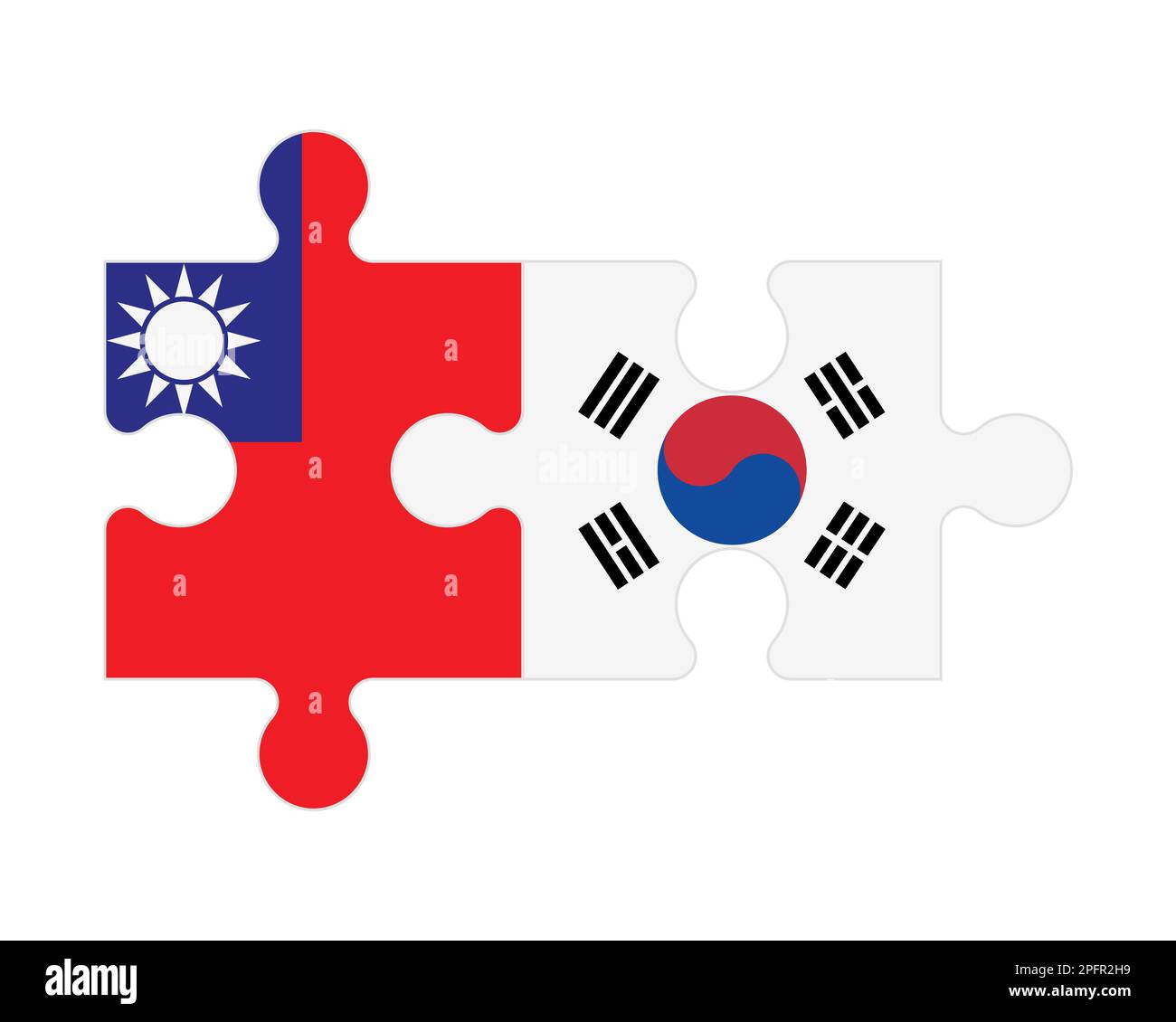 Puzzle connesso di bandiere di Taiwan e Corea del Sud, vettore Illustrazione Vettoriale
