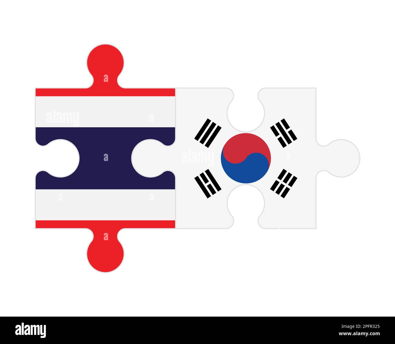 Puzzle connesso di bandiere di Thailandia e Corea del Sud, vettore Illustrazione Vettoriale