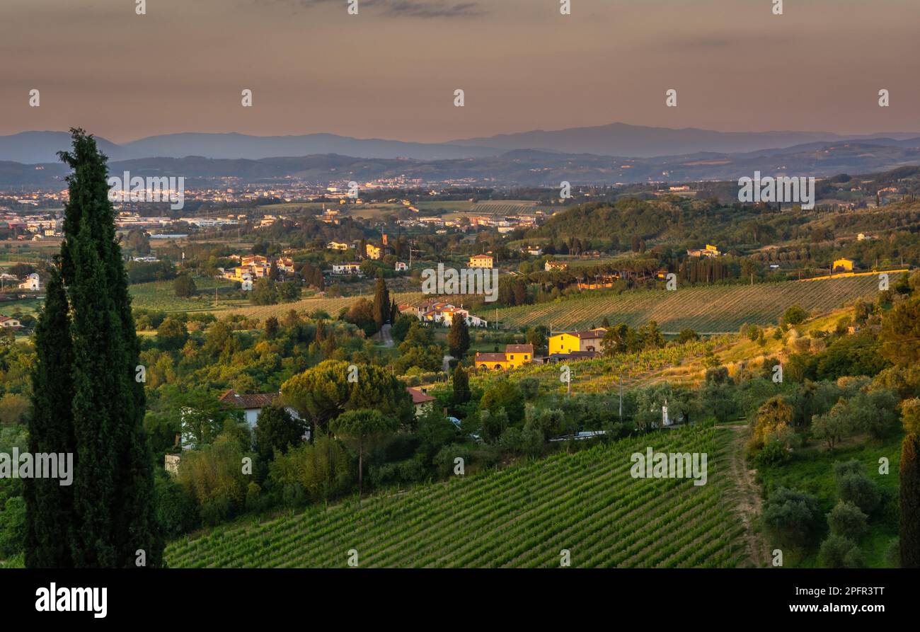 San Miniato, provincia di Pisa, paesaggio delle colline toscane in primavera nel cuore della Toscana - Italia centrale, Europa Foto Stock