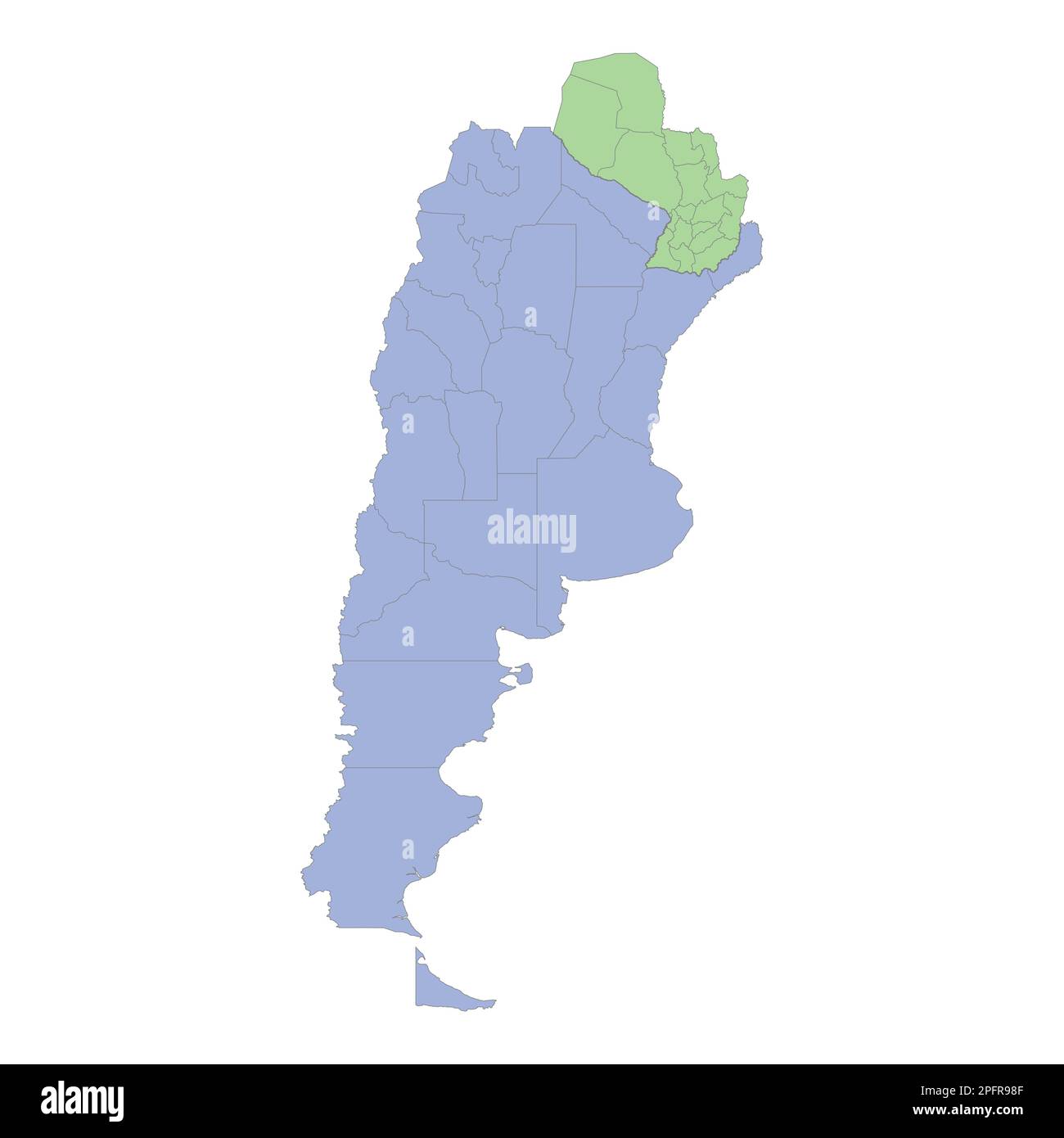 Mappa politica di alta qualità di Argentina e Paraguay con i confini delle regioni o province. Illustrazione vettoriale Illustrazione Vettoriale