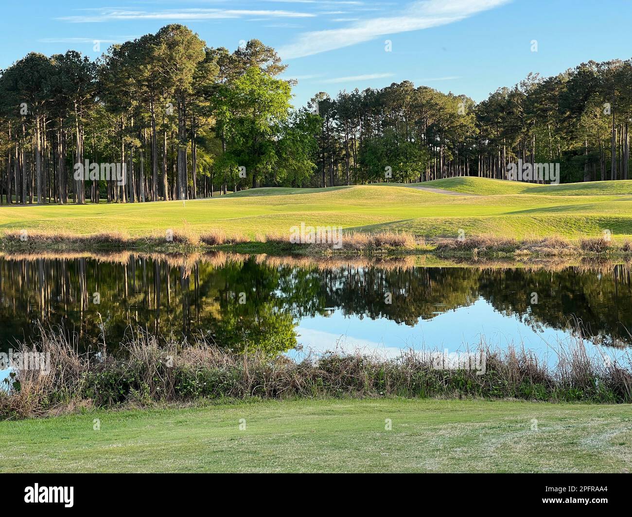 L'ora d'oro in un campo da golf del Georgia state Park, una popolare destinazione per il golf nel sud degli Stati Uniti. Foto Stock