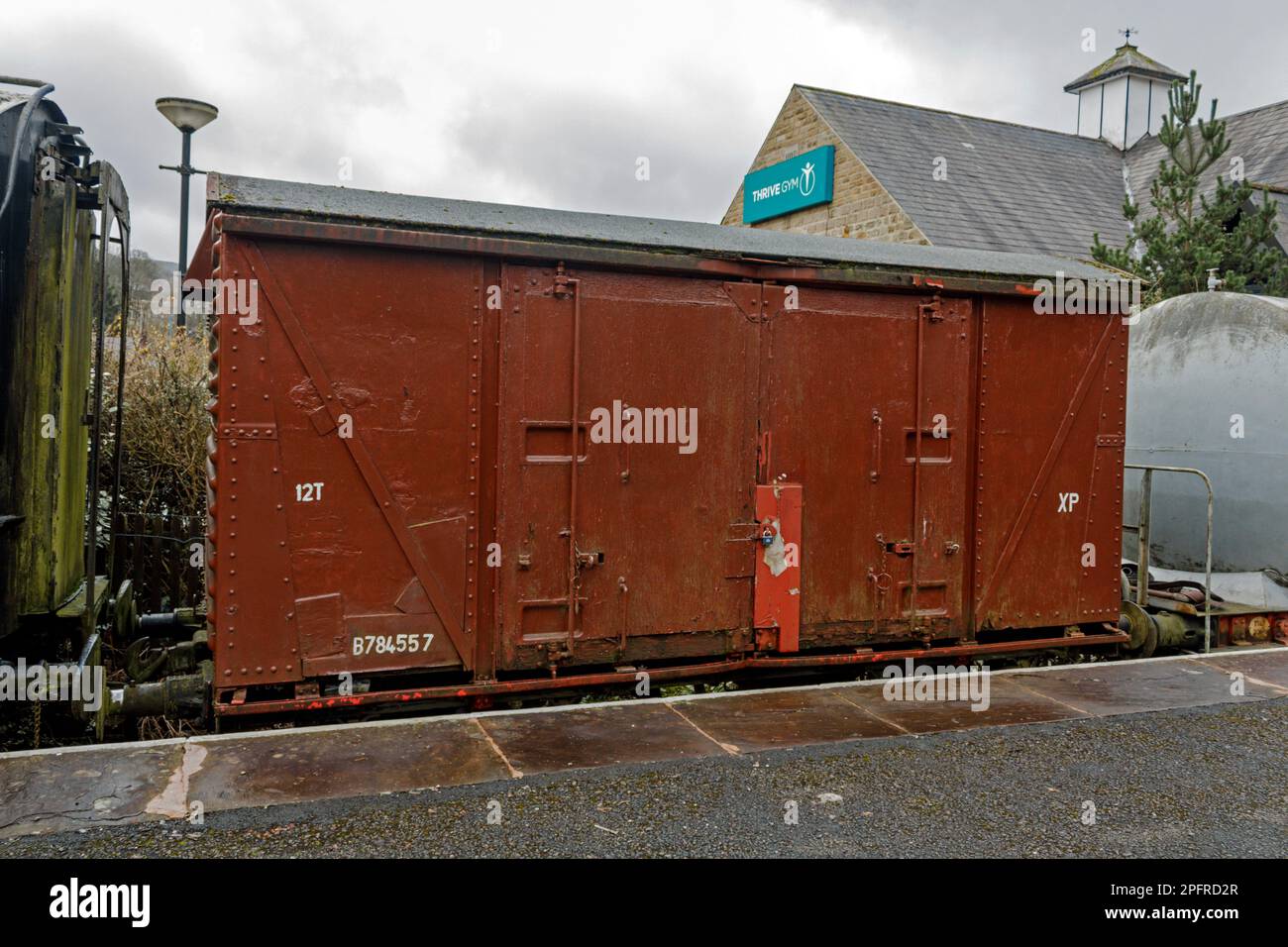 Vagone merci. Rawtenstall stazione ferroviaria, East Lancs Railway. Foto Stock