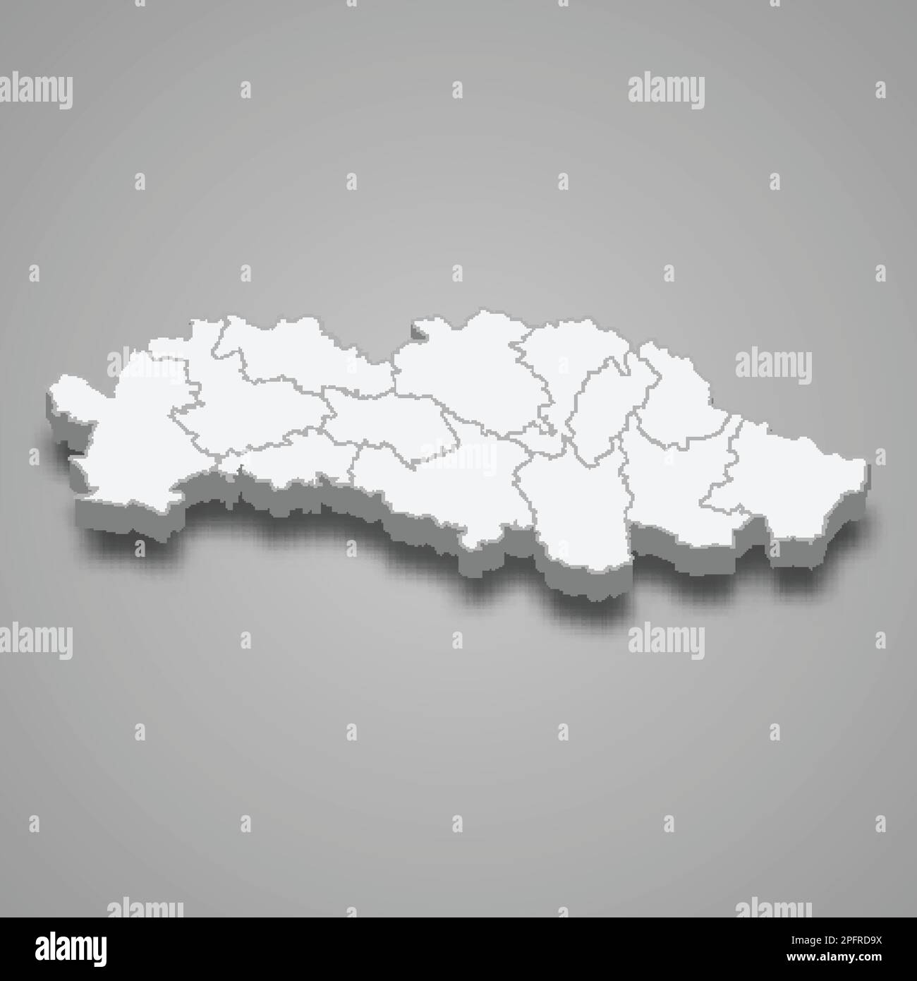 3D la mappa isometrica della regione di Presov è una provincia della Slovacchia isolata dall'ombra Illustrazione Vettoriale